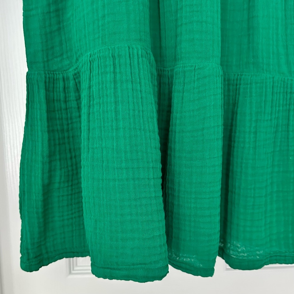 Michael Stars Sonia Cottagecore Boho Cotton Gauze Tiered Dress Kelly Green NWOT - Picture 8 of 13